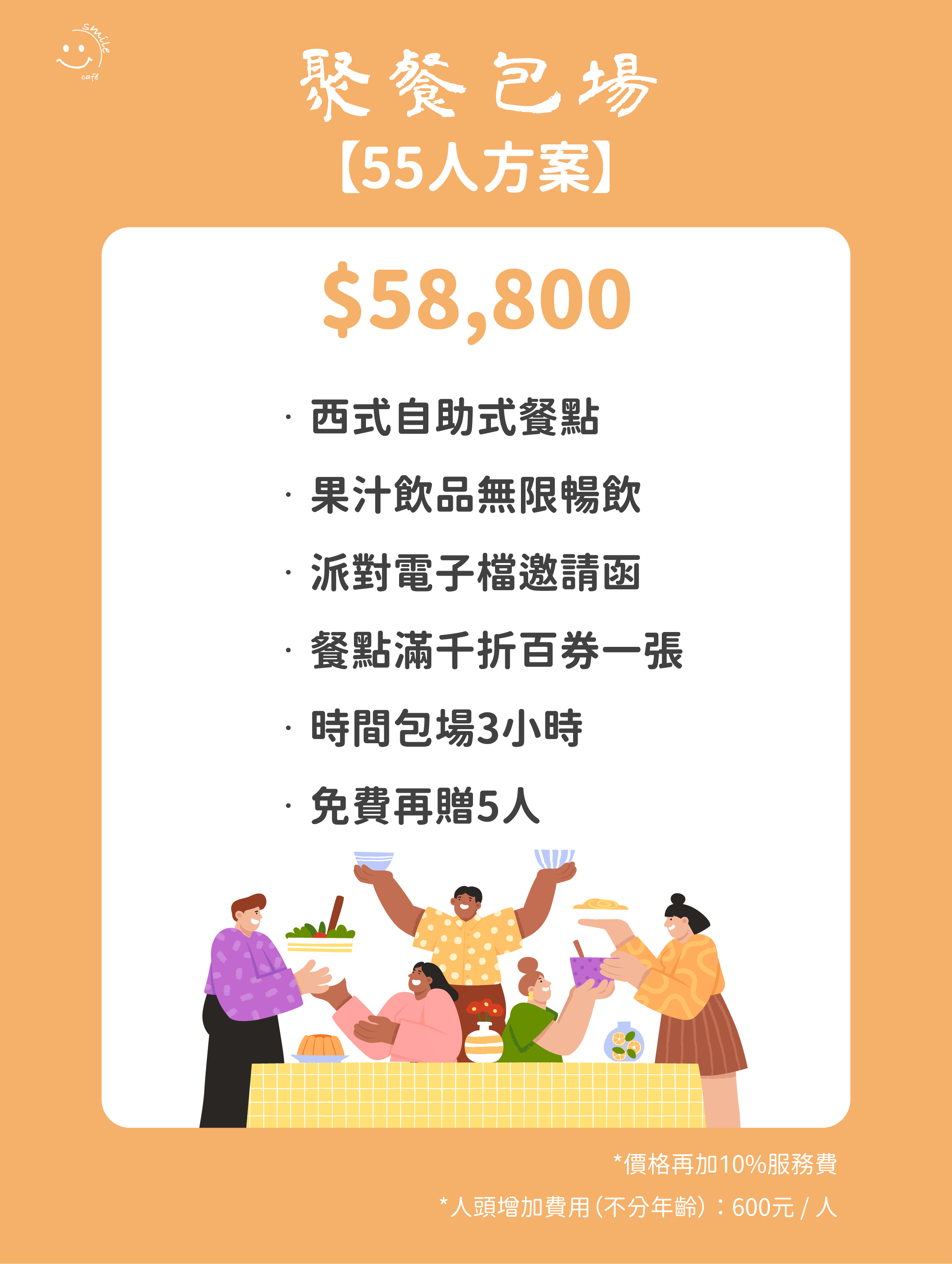 一般聚餐包場55人方案
